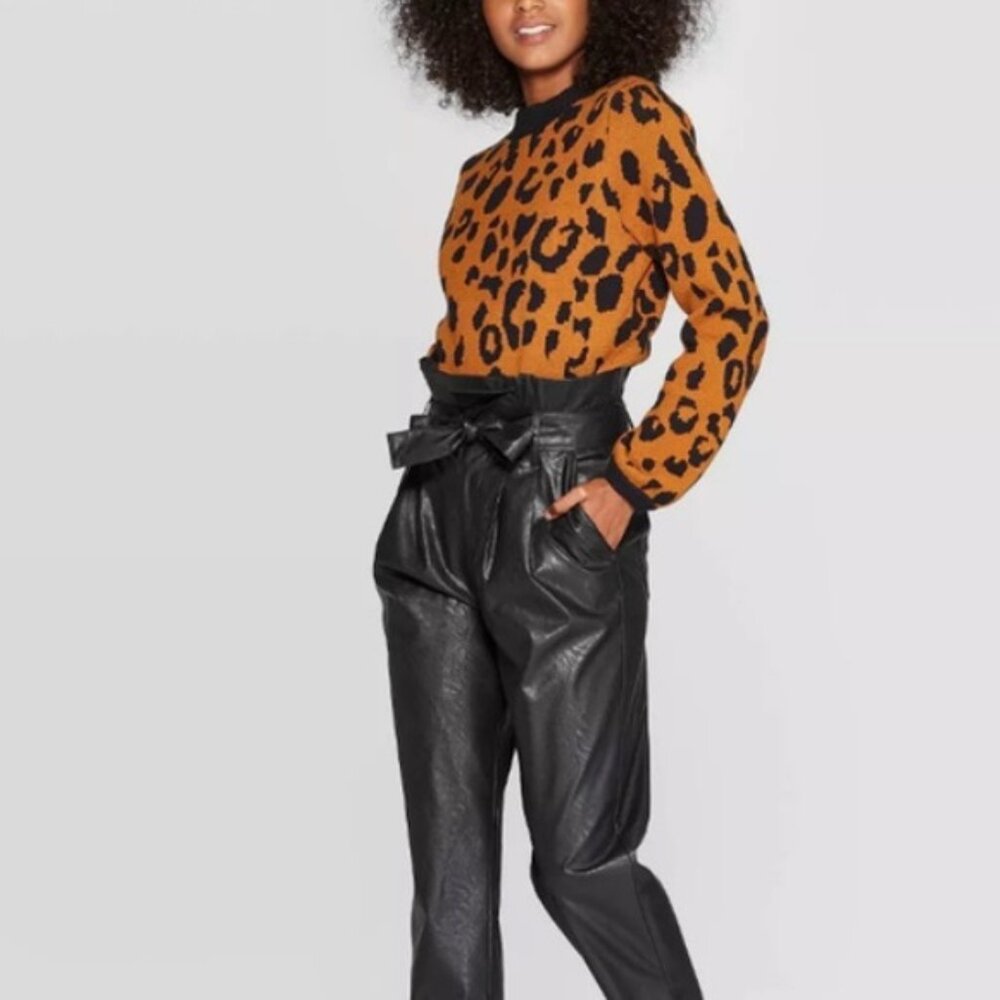 WHO WHAT WEAR Leopard-Print Crewneck Sweater - Size Large - Picture 5 of 7